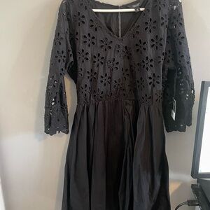 Simply Vera Vera Wang Black Floral Eyelet Dress